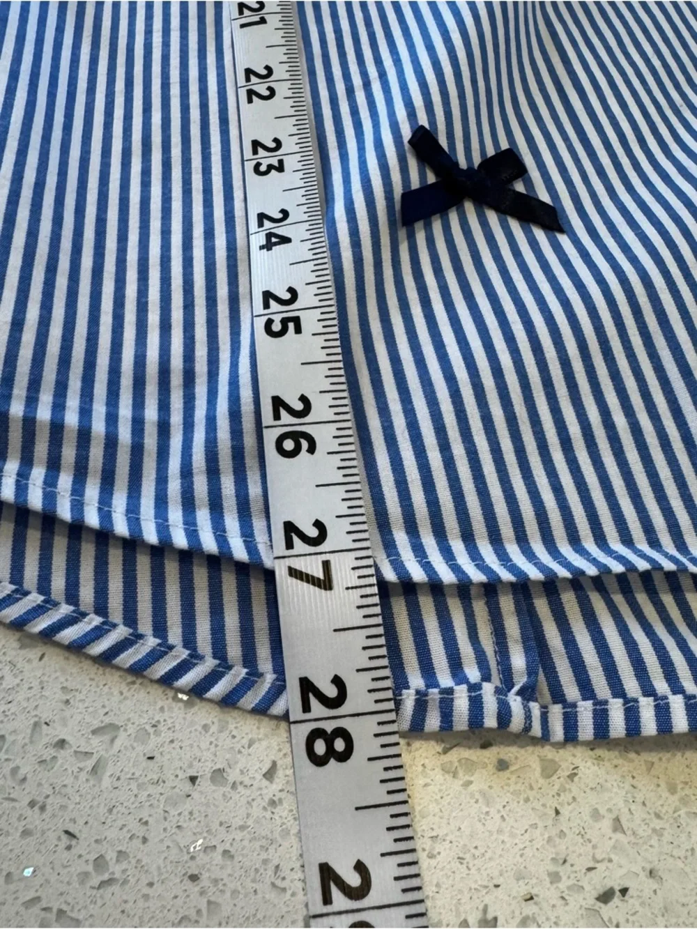 J.Crew Blue Stripe Bow Embellished Button Down Shirt Size 2X Cotton Stretch NWOT - Picture 9 of 12